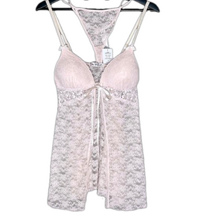 Linea Donatella Light Pink Lace Babydoll Chemise Lingerie Set Size Small New